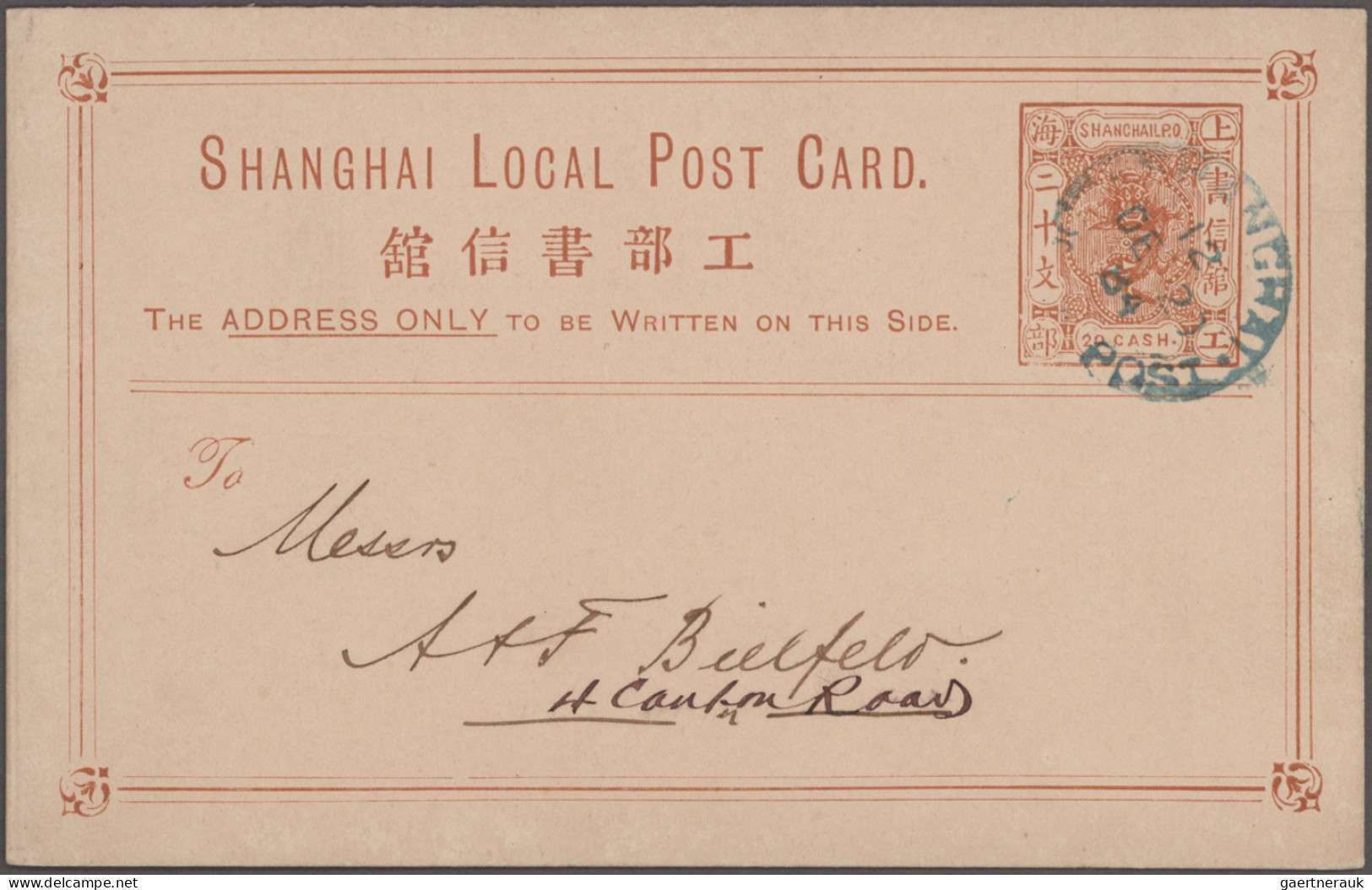 China - Postal Stationery: 1877/1894, Shanghai Local Post, Collection Of Station - Postkaarten