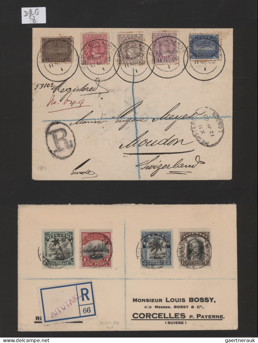 Cook Islands: 1903/1937, Small Lot Of Eight Registered Covers From AITUTAKI And - Cookinseln