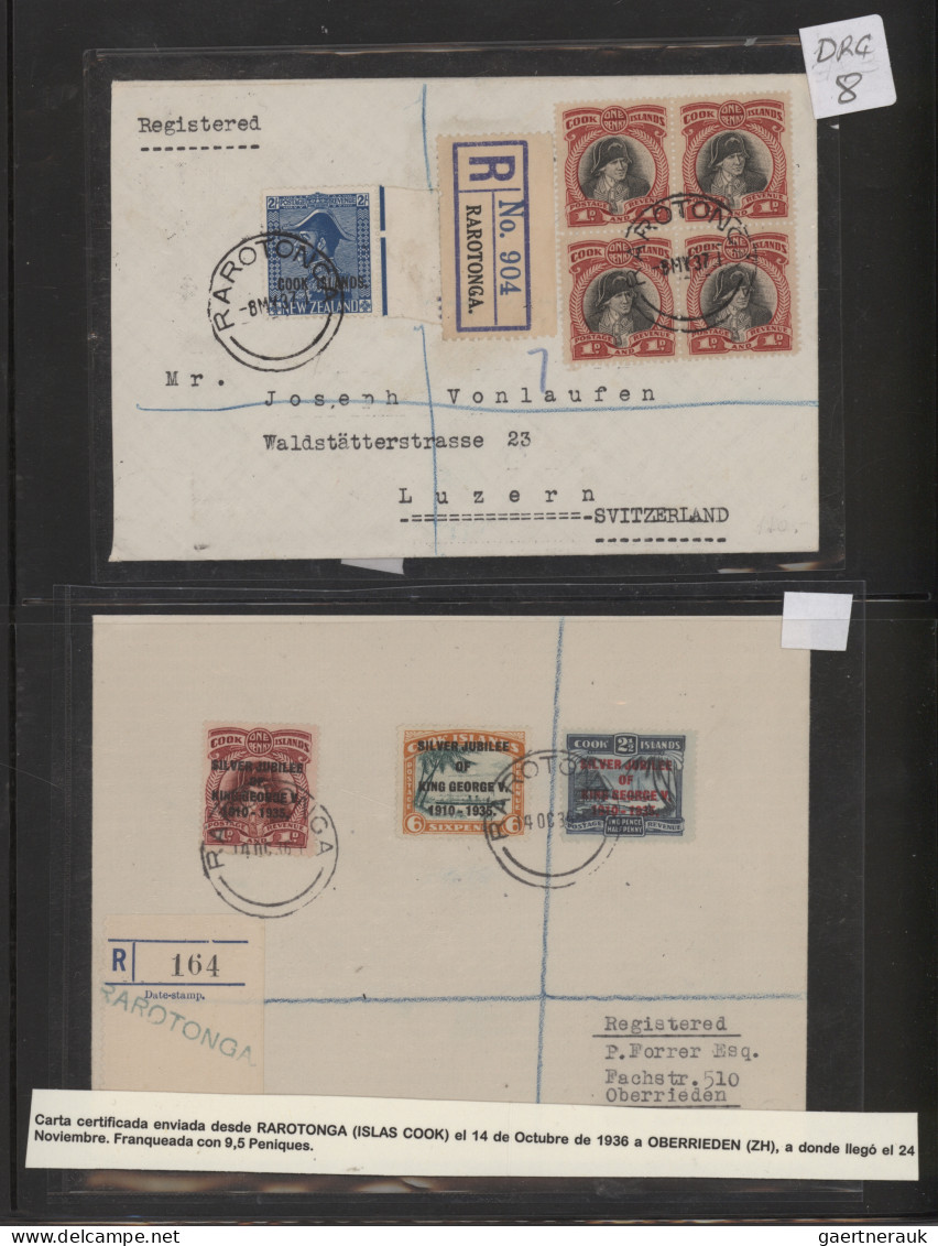 Cook Islands: 1903/1937, Small Lot Of Eight Registered Covers From AITUTAKI And - Cook