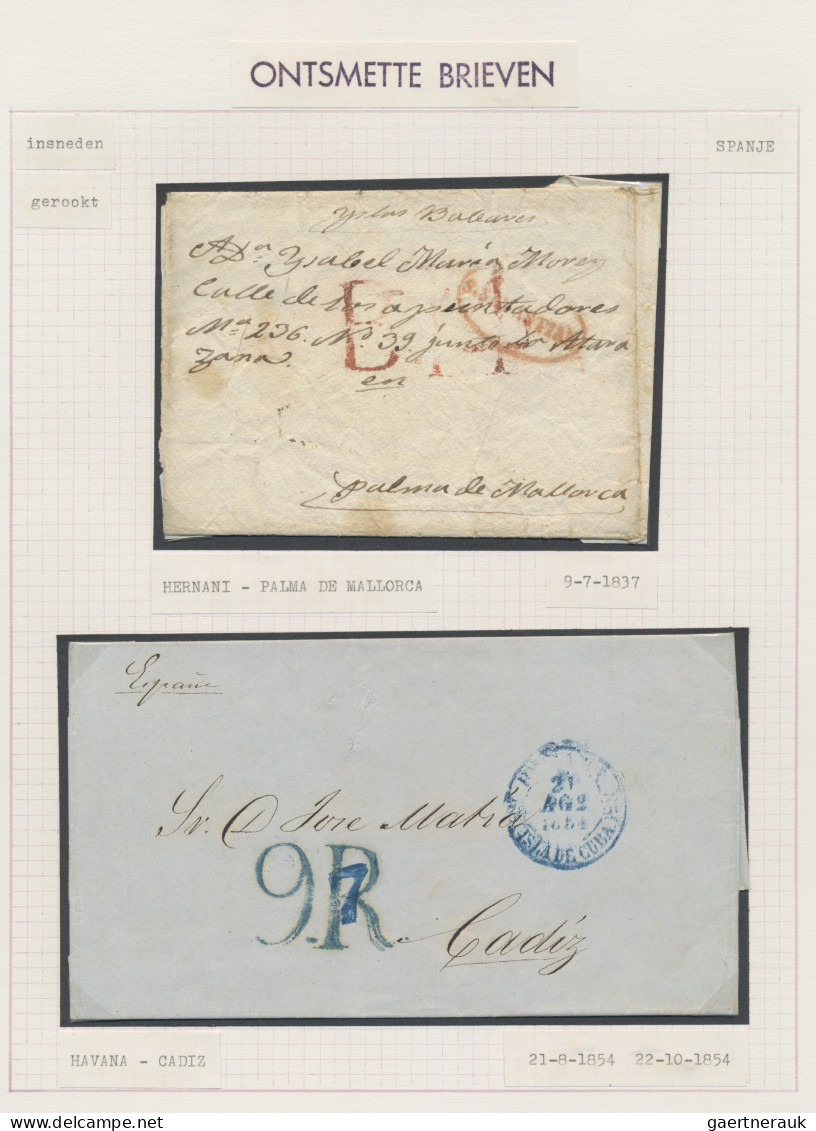 Cuba: 1854/1870, Three Letters To Spain: 1854 Stampless Havanna-Cadiz With Marki - Sonstige & Ohne Zuordnung