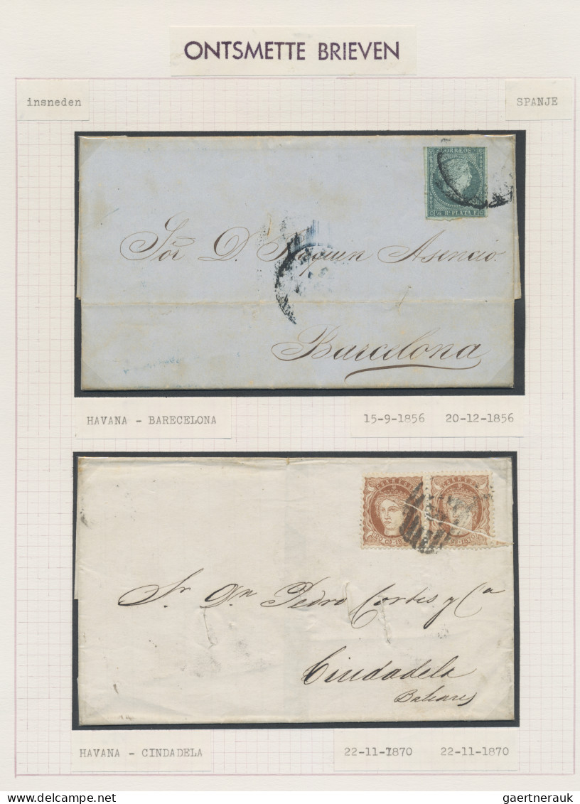 Cuba: 1854/1870, Three Letters To Spain: 1854 Stampless Havanna-Cadiz With Marki - Andere & Zonder Classificatie