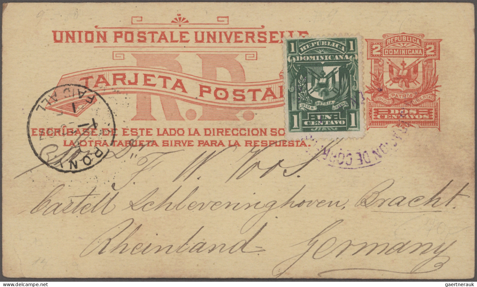 Dominican Republic - Postal Stationery: 1881/1910, Lot Of Five Stationeries: Thr - Dominicaine (République)