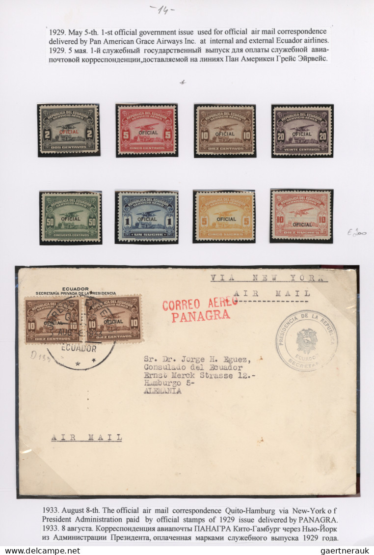 Ecuador: 1923/1980's "Air Mail Postage Stamps & Payment Of Correspondence XX Cen - Ecuador