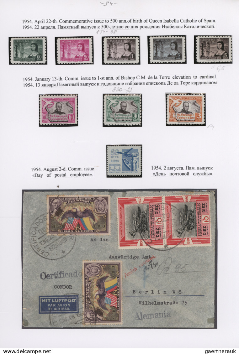 Ecuador: 1923/1980's "Air Mail Postage Stamps & Payment of Correspondence XX Cen