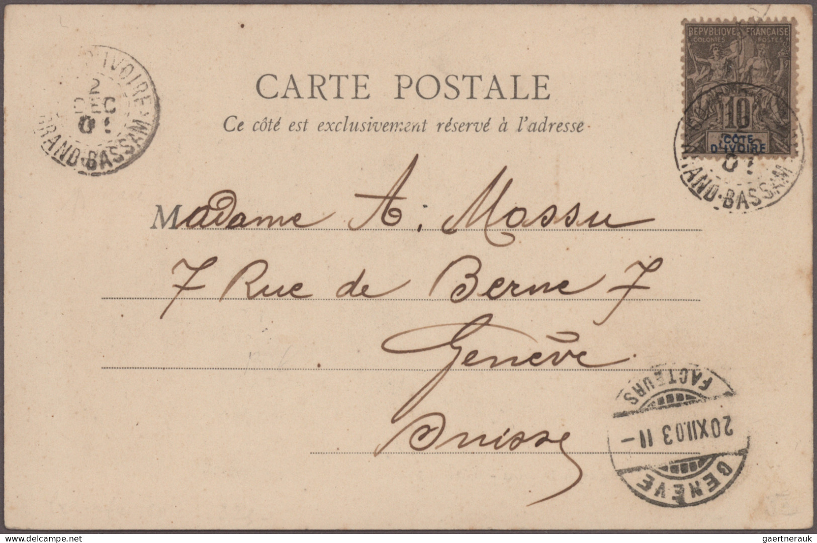 Ivory Coast: 1903/1939 Ten Covers, Picture Postcards And Postal Stationery Items - Costa De Marfil (1960-...)