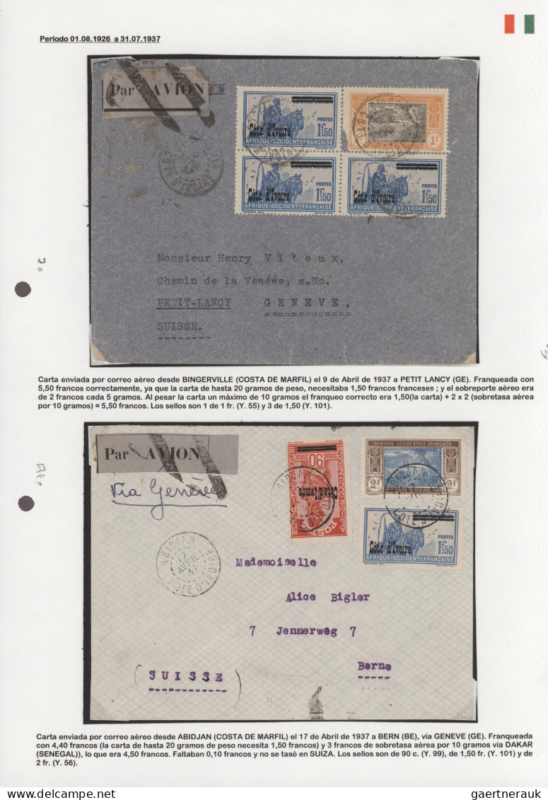 Ivory Coast: 1903/1939 Ten Covers, Picture Postcards And Postal Stationery Items - Ivory Coast (1960-...)