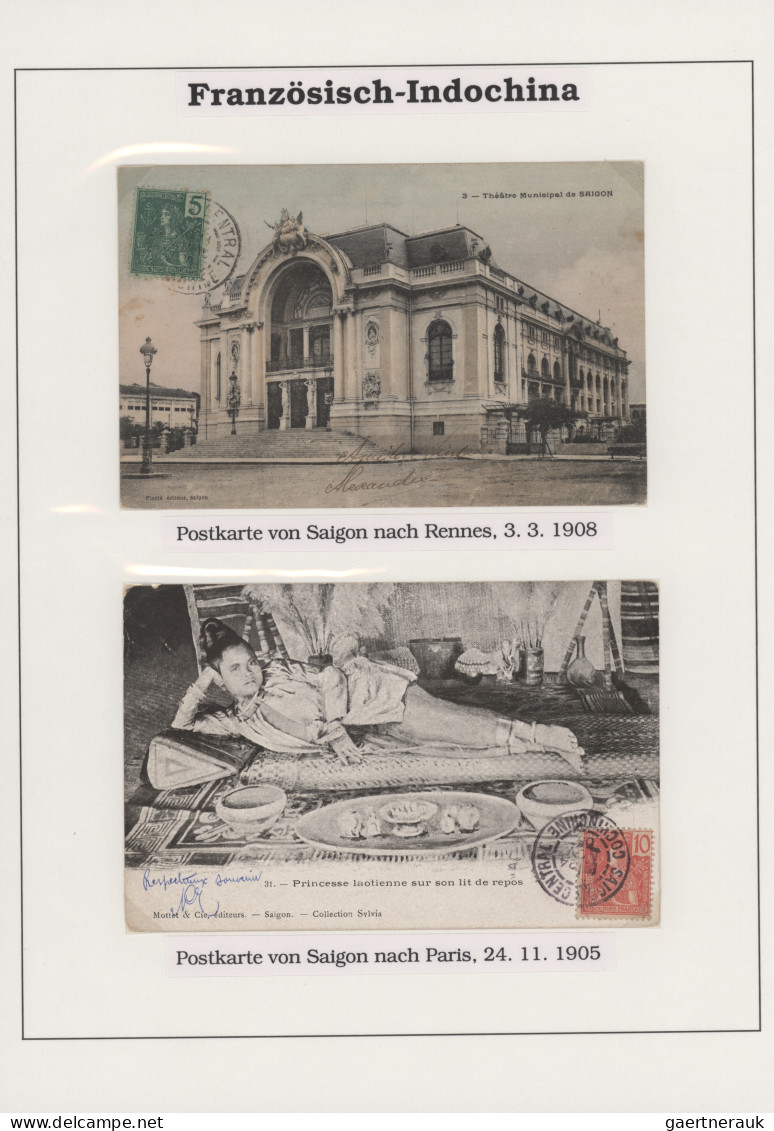 French Indochine: 1892/1908, Petty Collection Of Nine Entires Incl. Ppc And Stat - Lettres & Documents