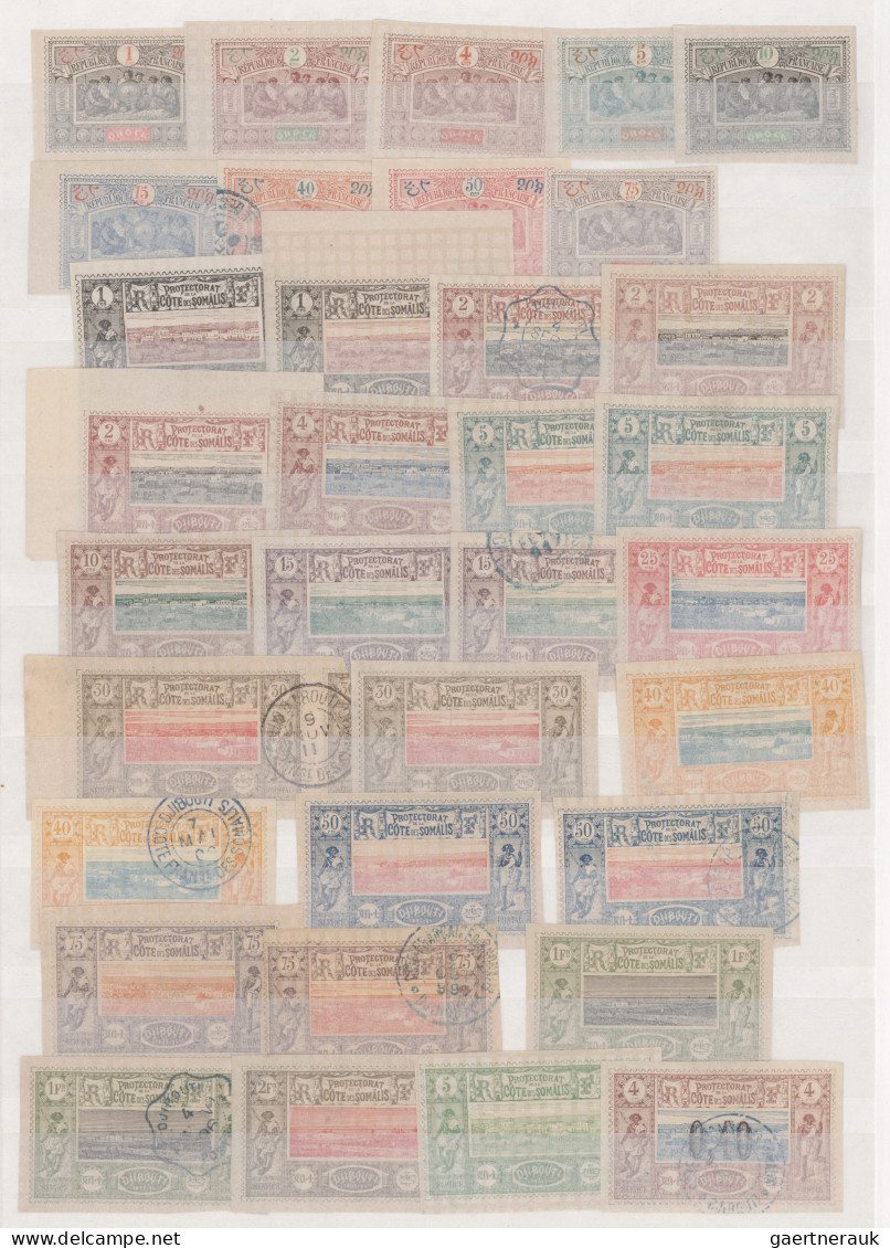 French Somali Coast: 1894/1902, Obock+Djibouti, Mint And Used Lot Of 54 Stamps, - Usati