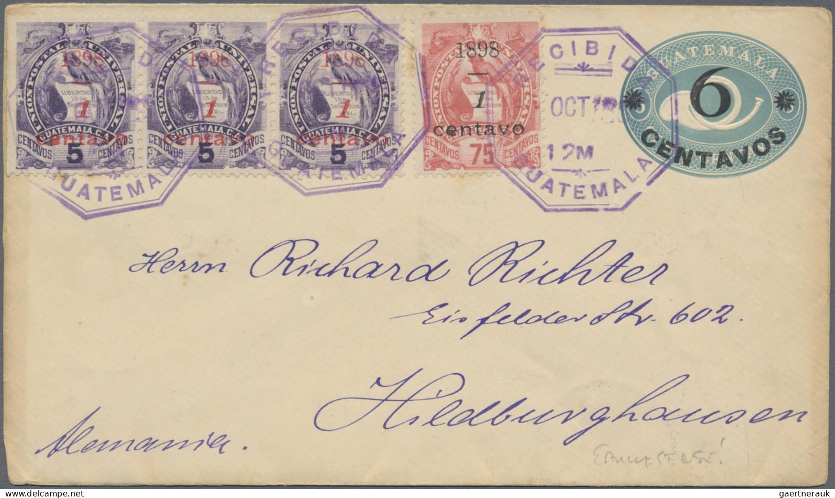 Guatemala - Postal Stationery: 1893/1898, Lot Of Four Commercially Used Envelope - Guatemala