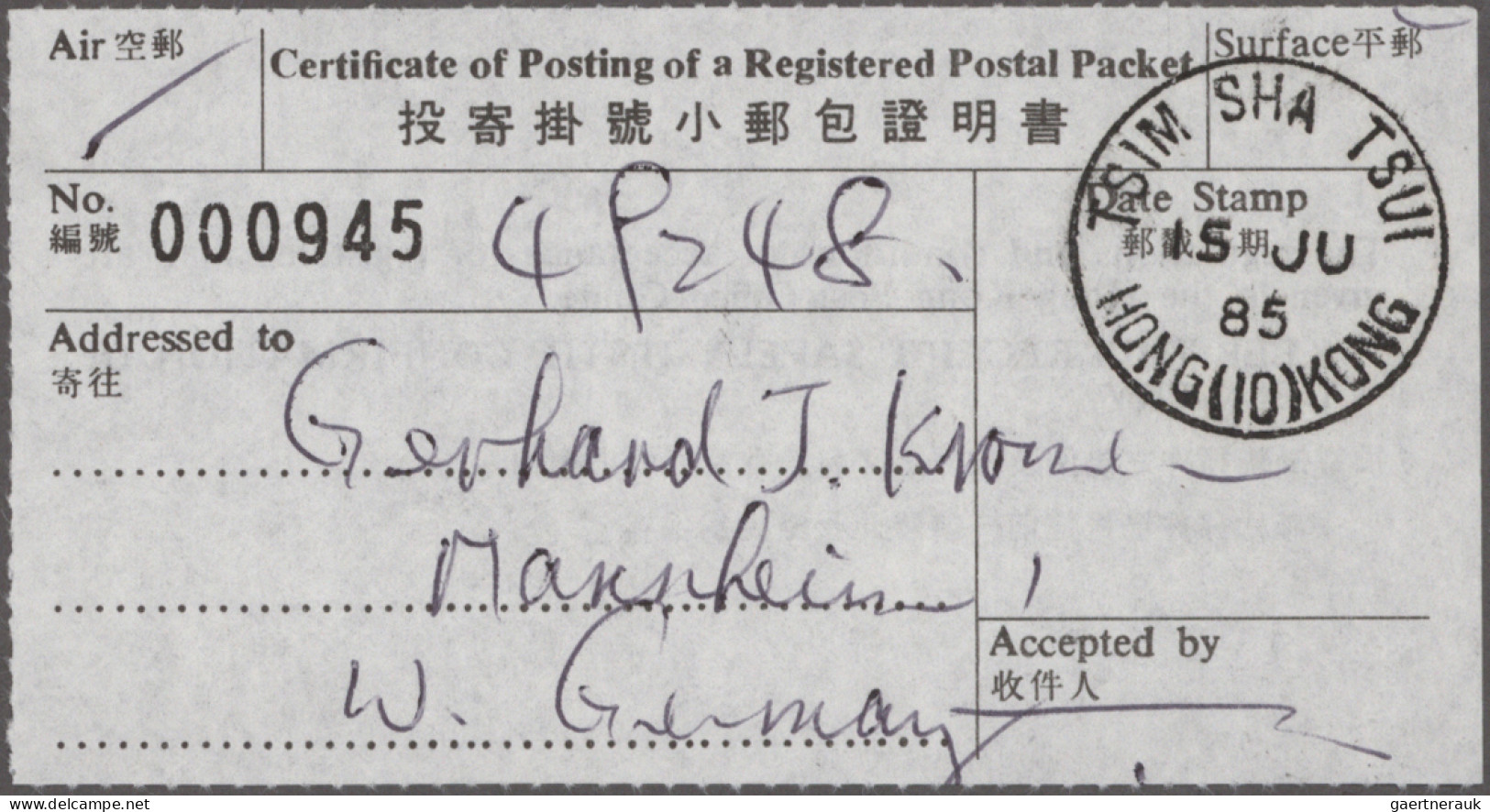 Hong Kong - Postal Stationery: 1950/2000, Collection Of Apprx. 75 Air Letter She - Postal Stationery