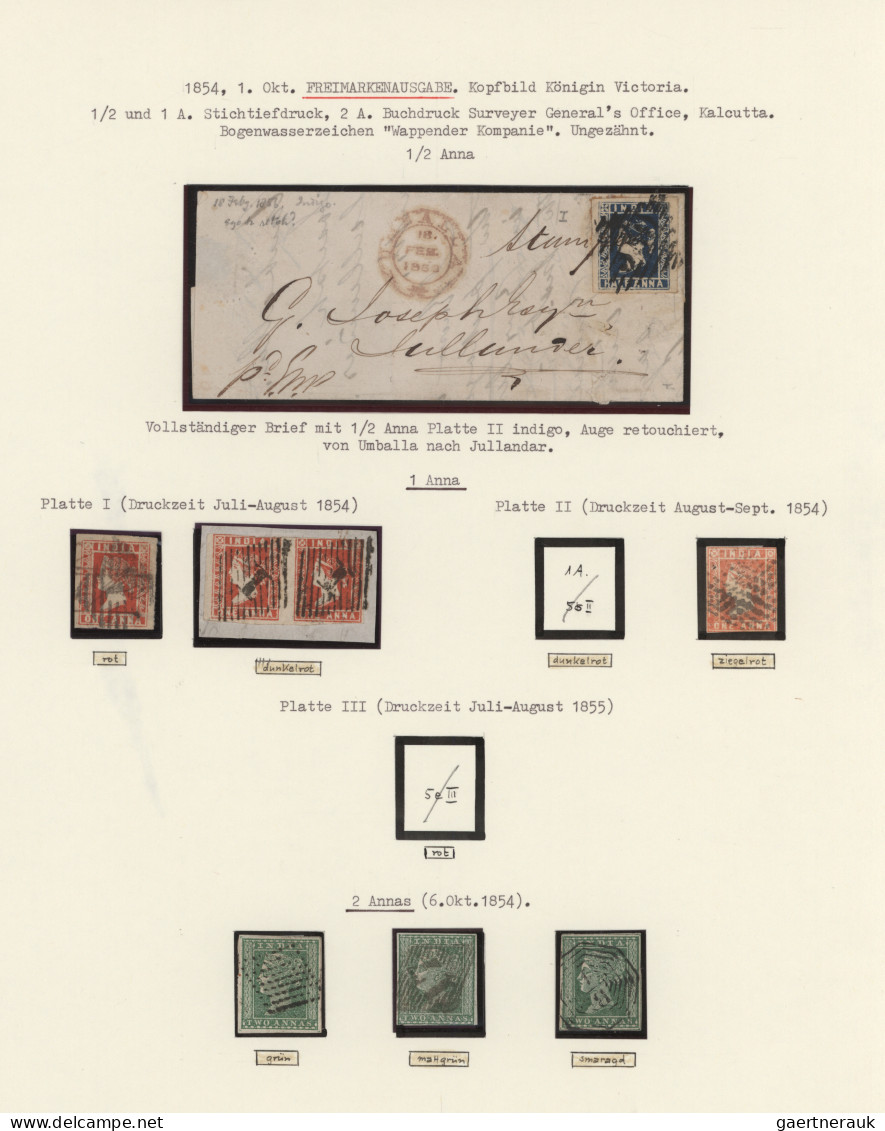 India: 1854/1876, Fine Used Collection Of QV Issues On Written-up Album Pages, S - 1854 Britische Indien-Kompanie
