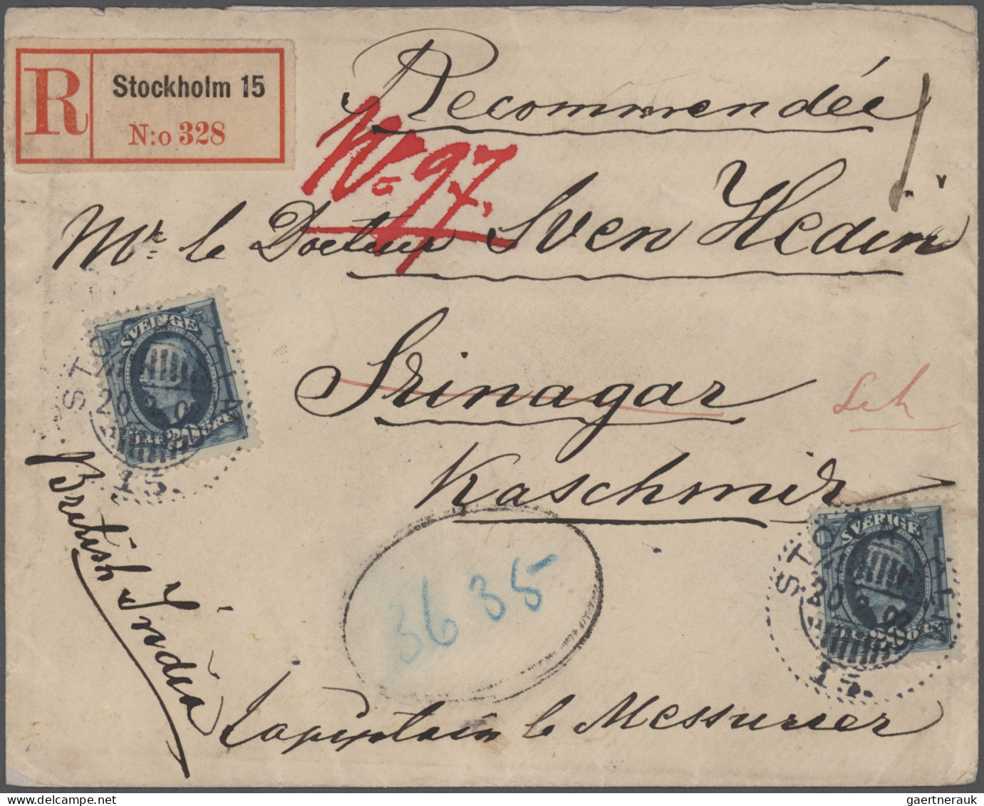 India: 1901/1906, SVEN HEDIN Correspondence, Lot Of 20 Covers, Thereof 19 From S - 1902-11  Edward VII