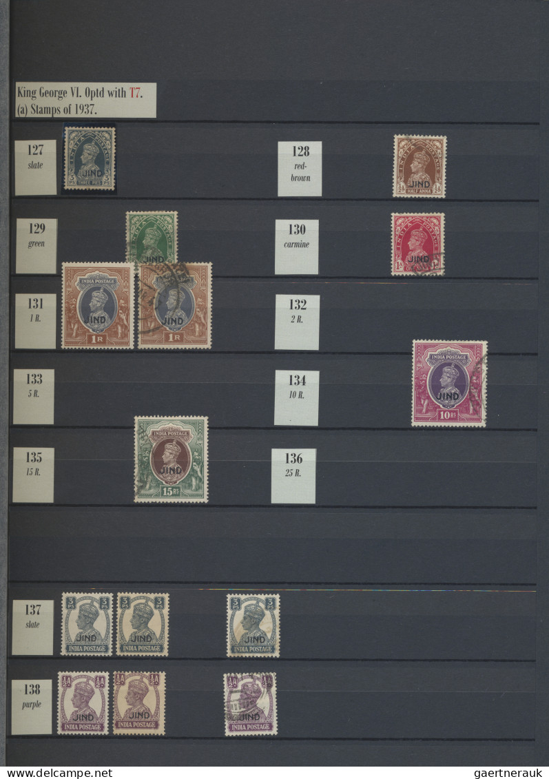 Jind: 1885/1943 Mint and used collection of about 880 stamps including several Q