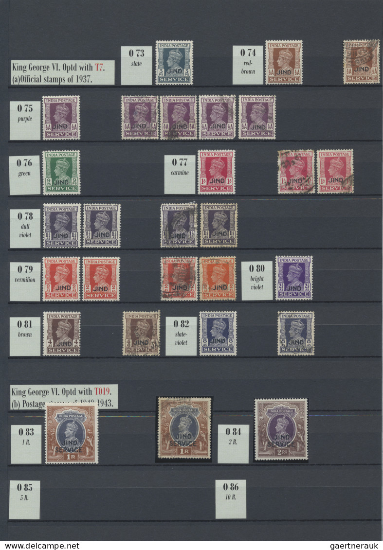 Jind: 1885/1943 Mint and used collection of about 880 stamps including several Q