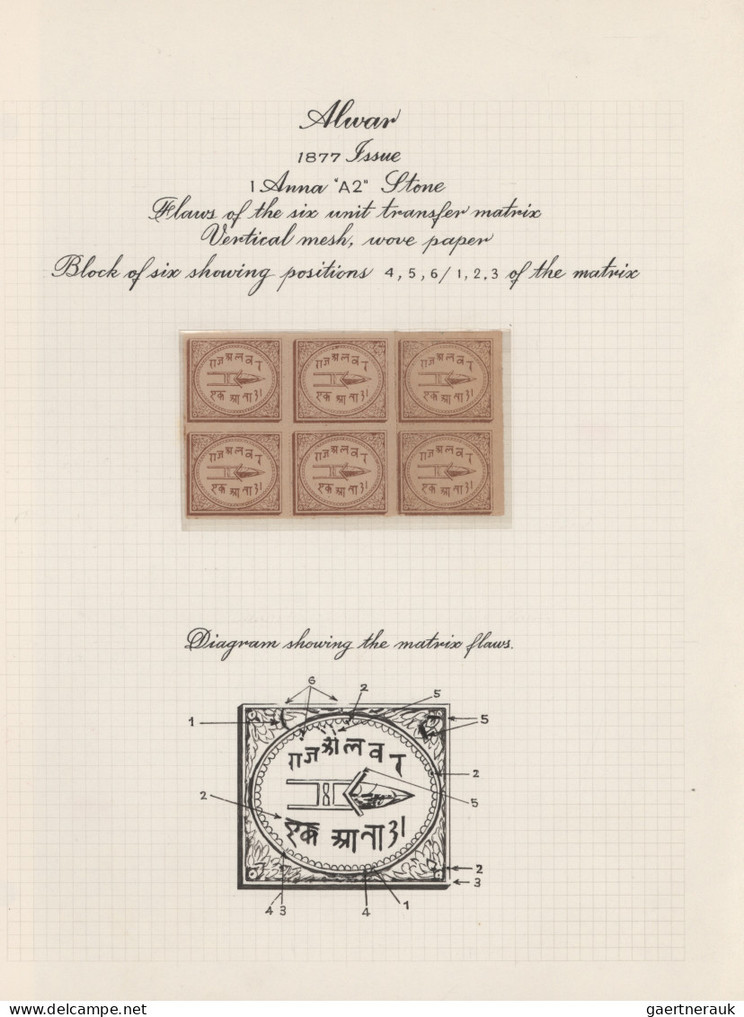 Alwar: 1877/1901 Specialized exhibition collection of more than 120 stamps, well