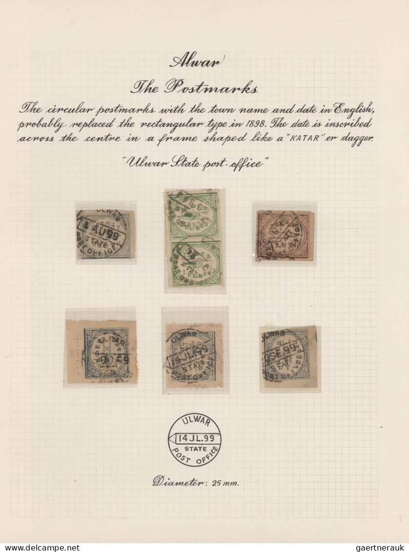 Alwar: 1877/1901 Specialized exhibition collection of more than 120 stamps, well