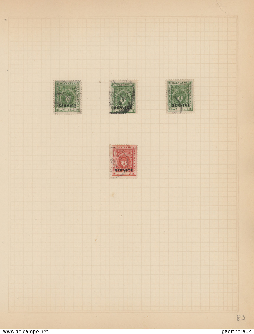 Bhopal: 1878/1908 ca.: Collection of about 100 stamps, unused and used, plus six