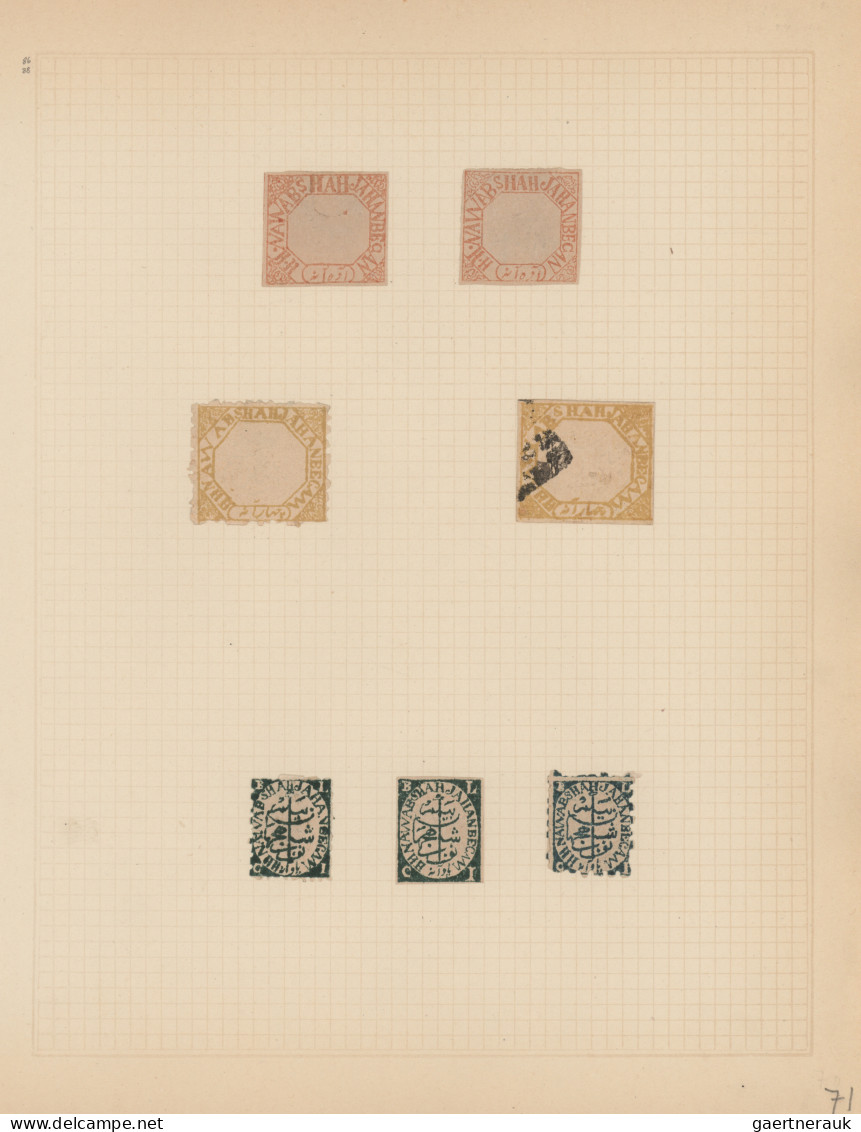 Bhopal: 1878/1908 ca.: Collection of about 100 stamps, unused and used, plus six