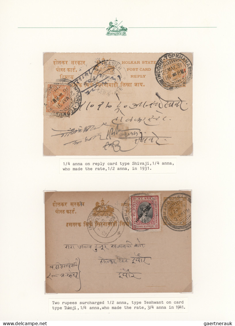 Indore: 1927/1940, Definitives "Maharaja Yeshwant Rao Holkar II", Specialised Co - Sonstige & Ohne Zuordnung