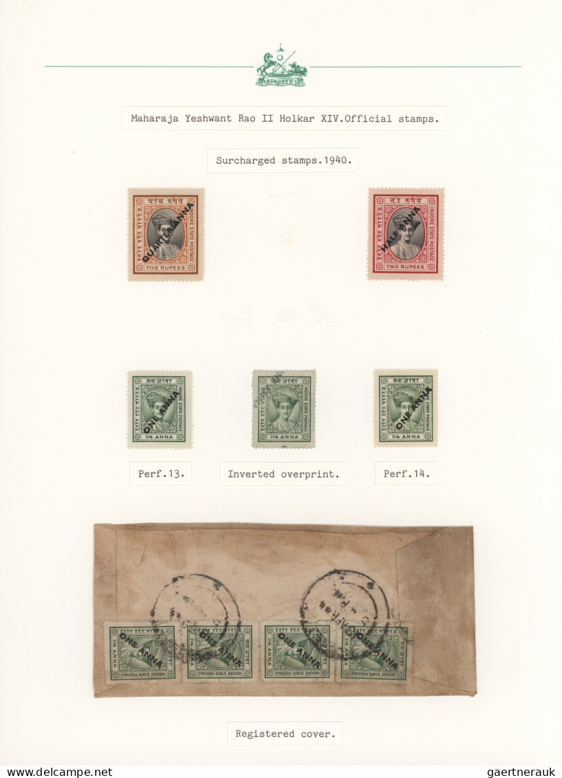 Indore: 1927/1940, Definitives "Maharaja Yeshwant Rao Holkar II", Specialised Co - Otros & Sin Clasificación