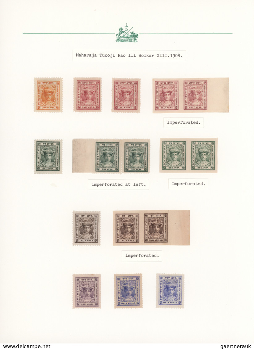 Indore: 1904/1920, Definitives "Maharaja Tukoji Rao Holkar III", Specialised Col - Otros & Sin Clasificación