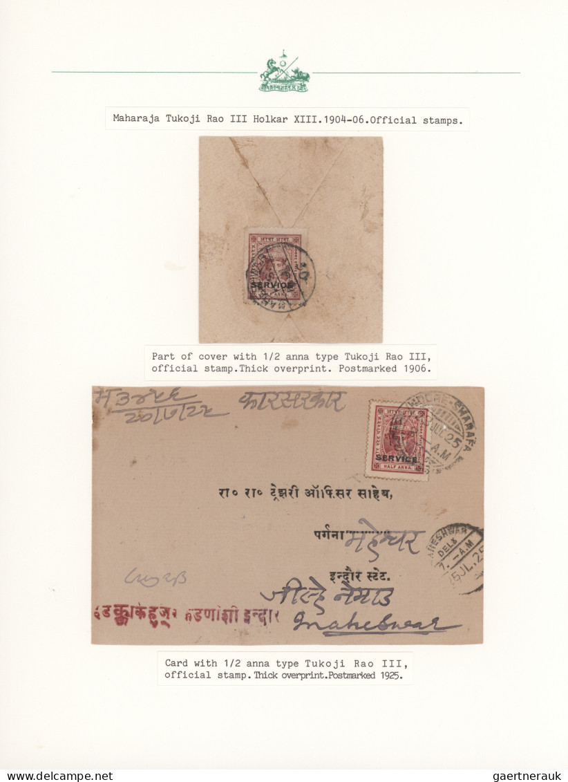 Indore: 1904/1920, Definitives "Maharaja Tukoji Rao Holkar III", Specialised Col - Other & Unclassified