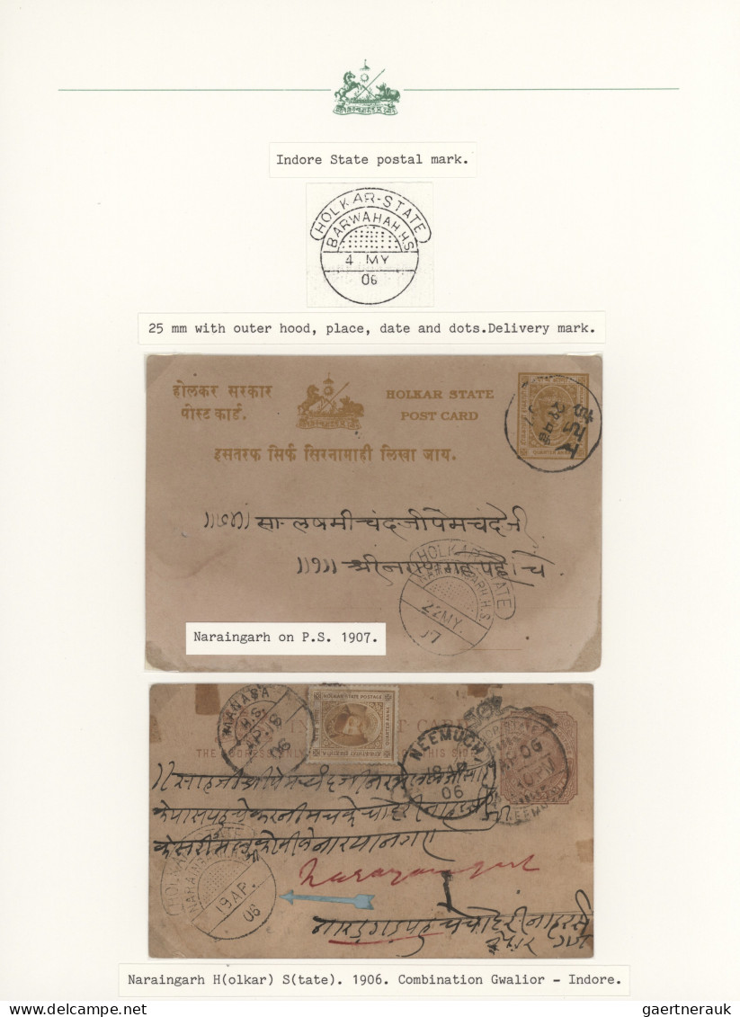 Indore: 1894/1930 (ca.), Collection Of 31 Entires, Arranged On Written Up Album - Other & Unclassified