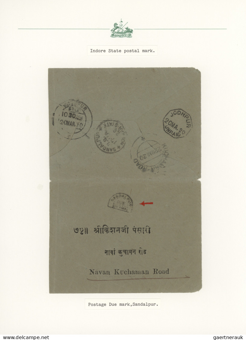 Indore: 1894/1930 (ca.), collection of 31 entires, arranged on written up album