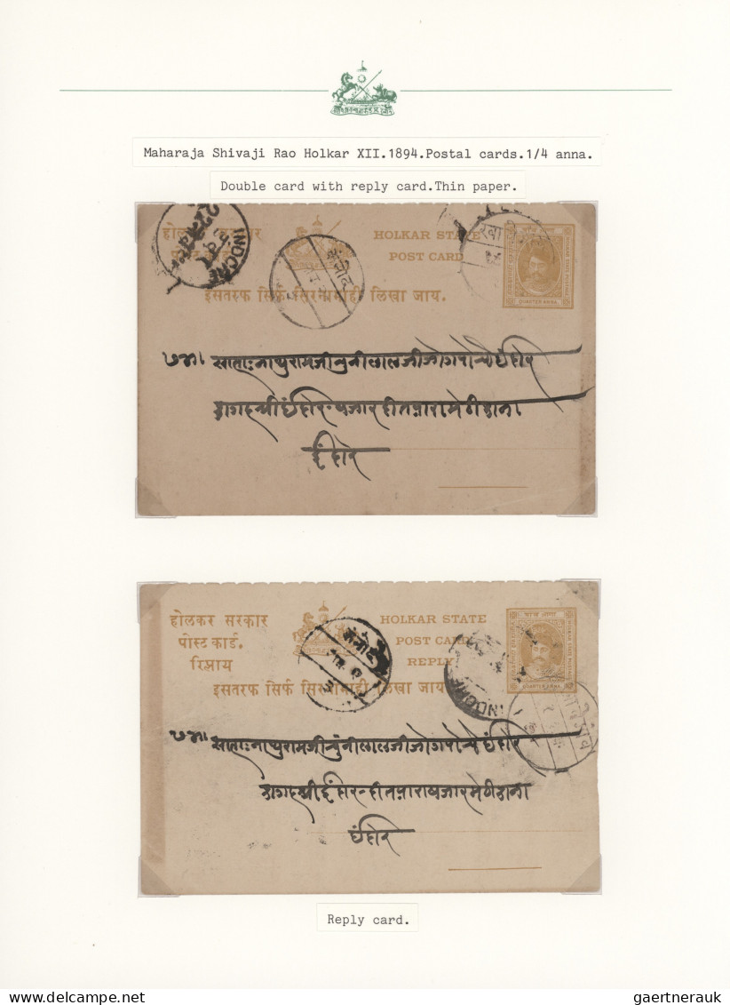 Indore: 1894/1930 (ca.), collection of 31 entires, arranged on written up album