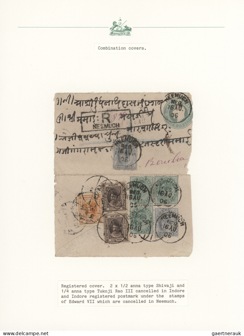 Indore: 1894/1930 (ca.), collection of 31 entires, arranged on written up album