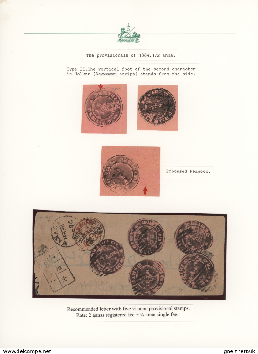 Indore: 1889, Handstamped Provisional Issue, Type II, Assortment Of Four Covers - Sonstige & Ohne Zuordnung