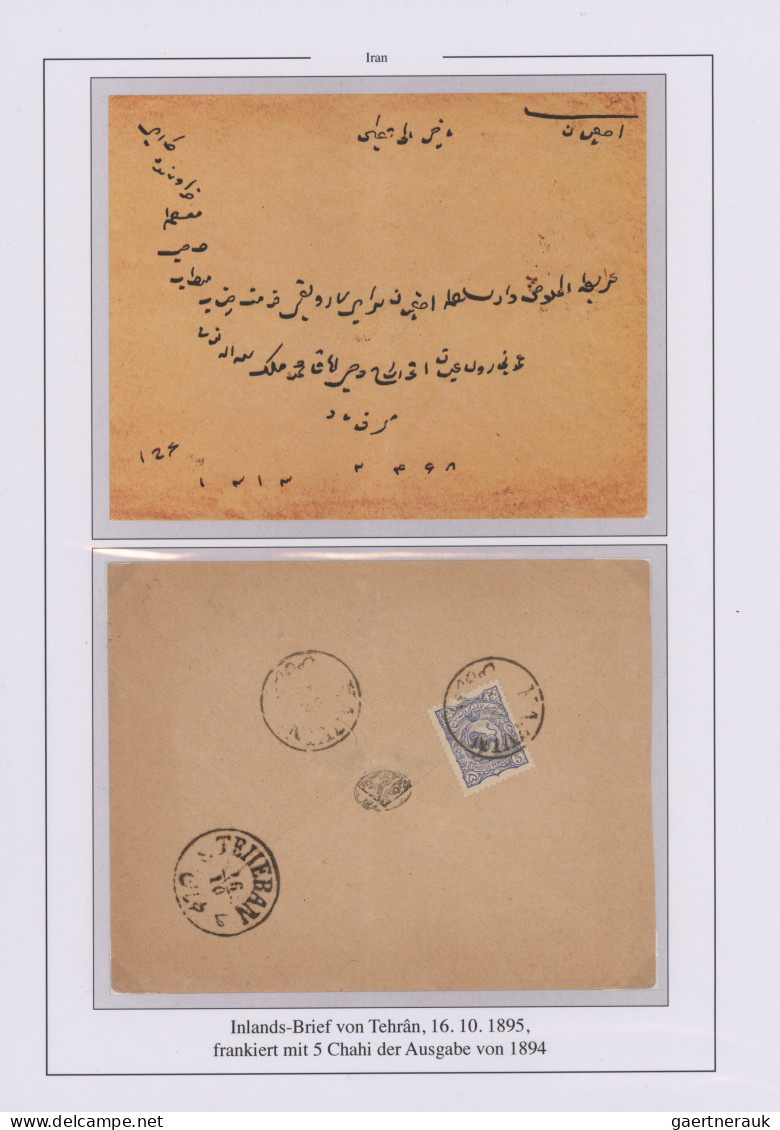 Iran: 1877/1908, Collection Of Eleven Covers/cards Arranged On Album Pages, Plus - Irán