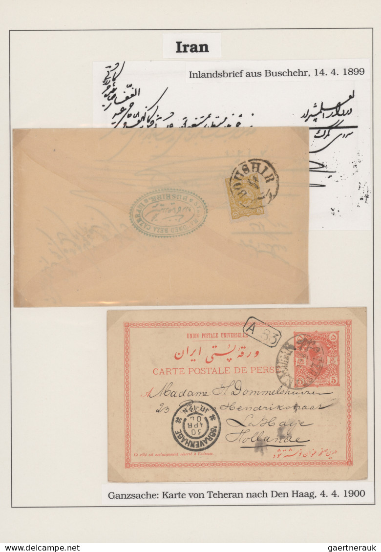 Iran: 1877/1908, collection of eleven covers/cards arranged on album pages, plus