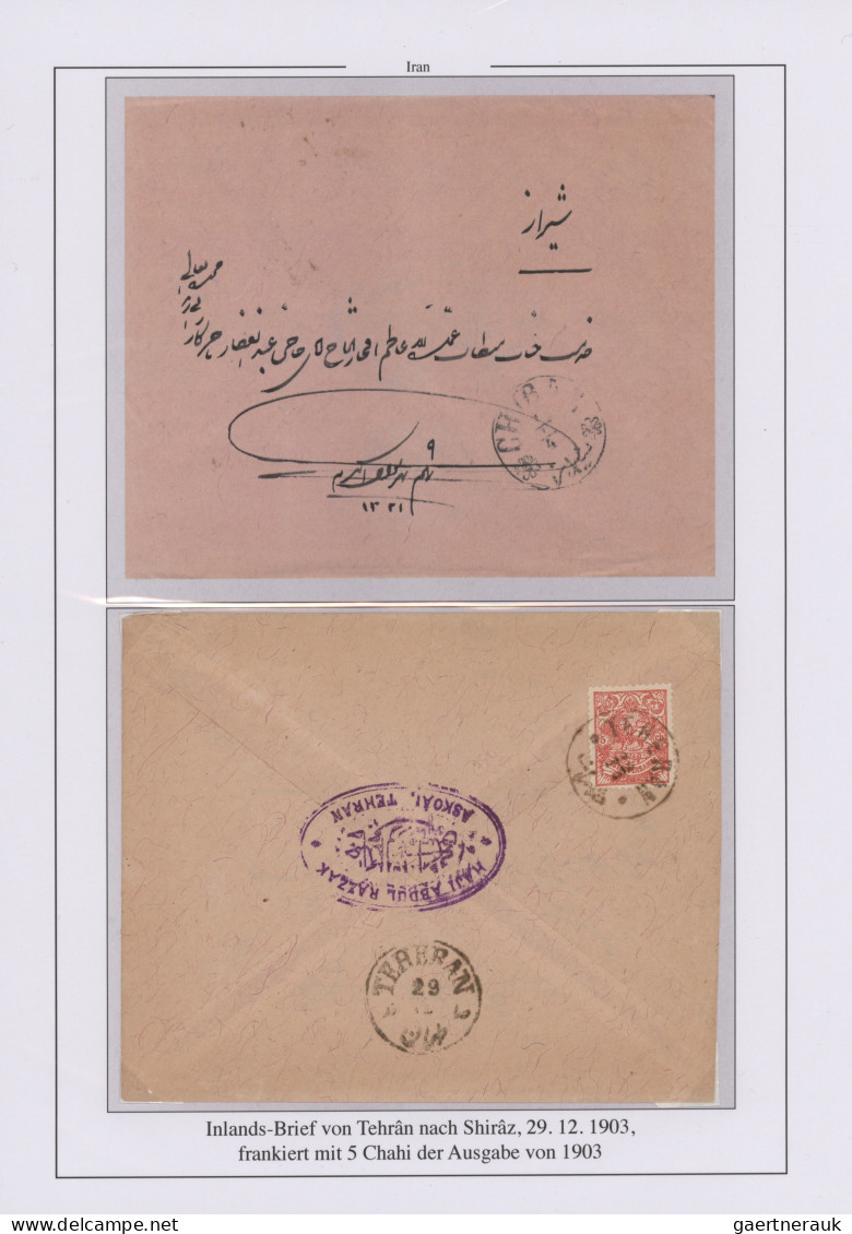 Iran: 1877/1908, collection of eleven covers/cards arranged on album pages, plus