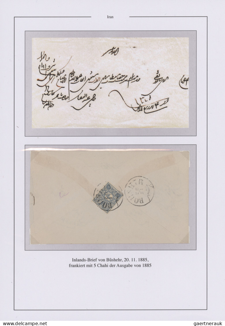 Iran: 1877/1908, collection of eleven covers/cards arranged on album pages, plus