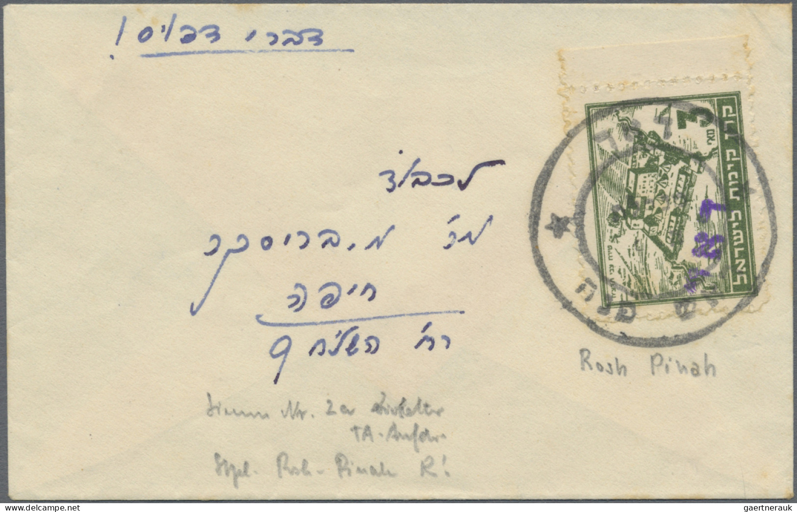 Israel: 1948, Assortment Incl. Seven Covers And Some Loose Stamps, E.g. Tête-bêc - Brieven En Documenten