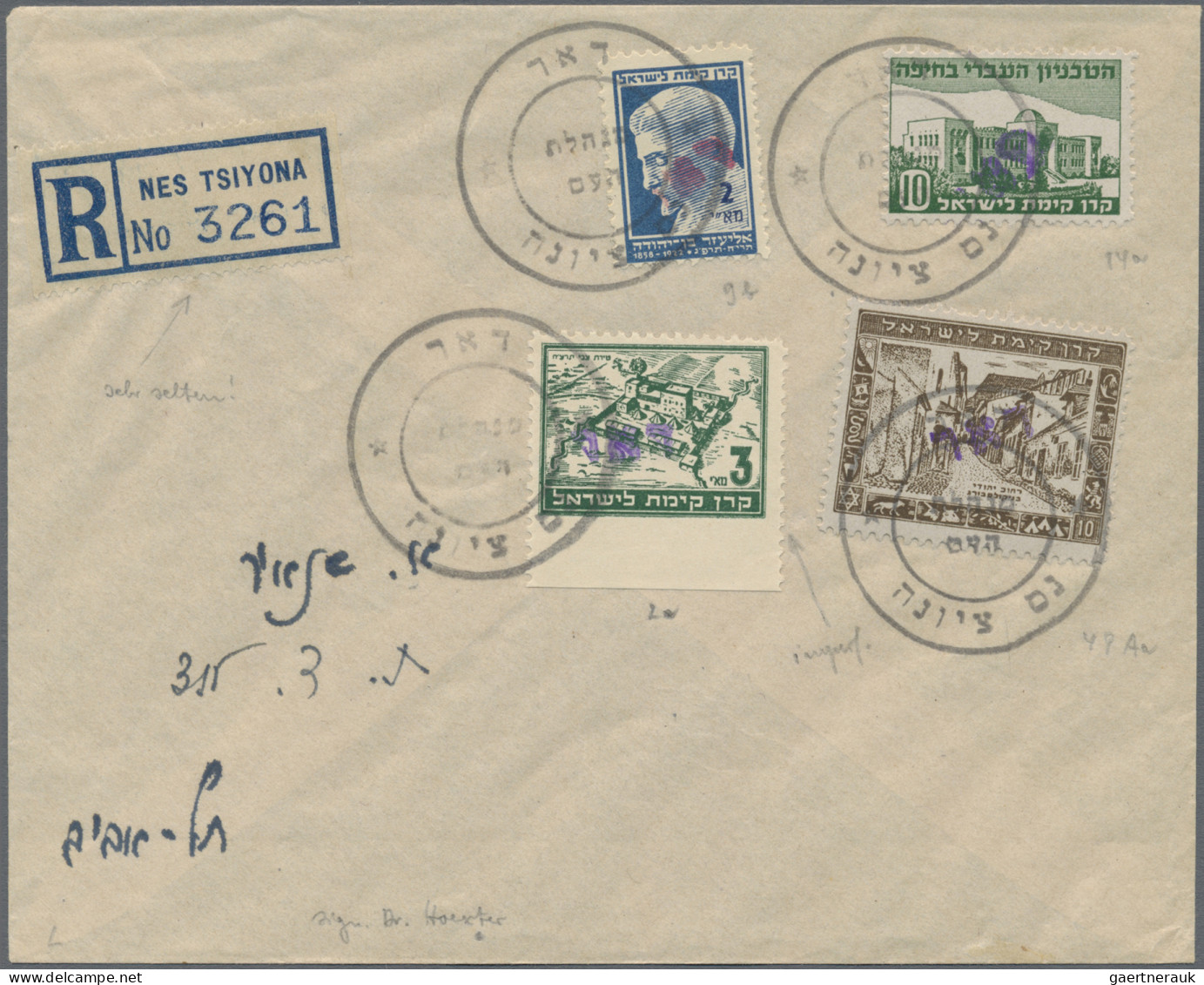 Israel: 1948, Assortment Incl. Seven Covers And Some Loose Stamps, E.g. Tête-bêc - Storia Postale