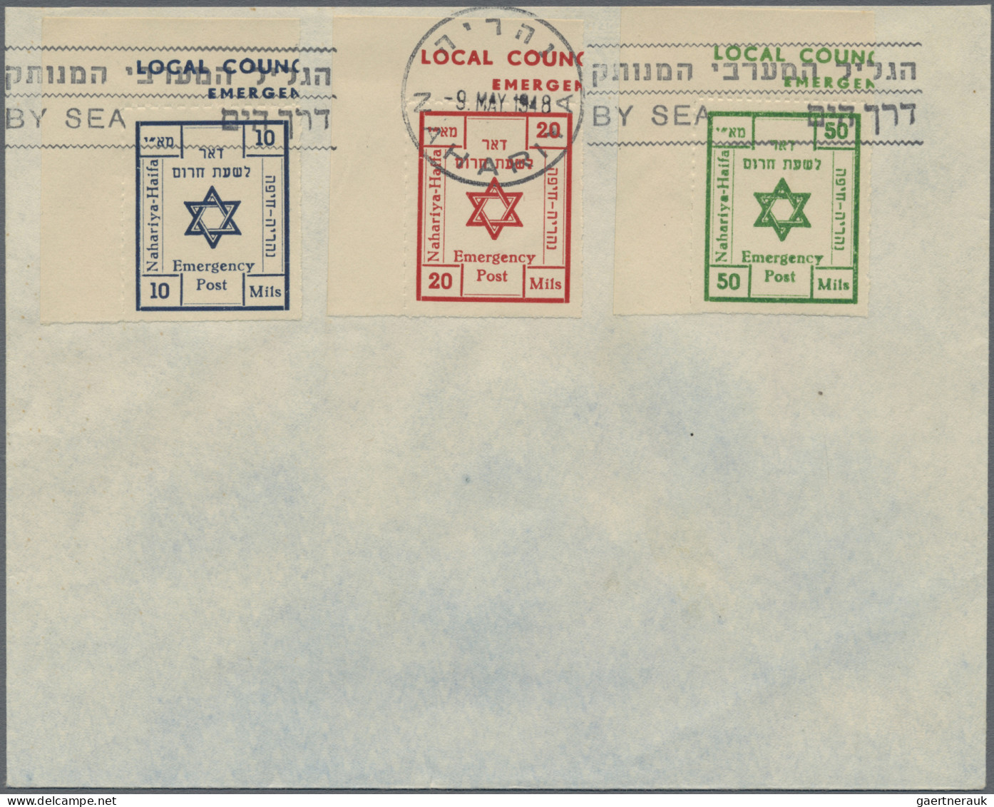 Israel: 1948, assortment incl. seven covers and some loose stamps, e.g. tête-bêc