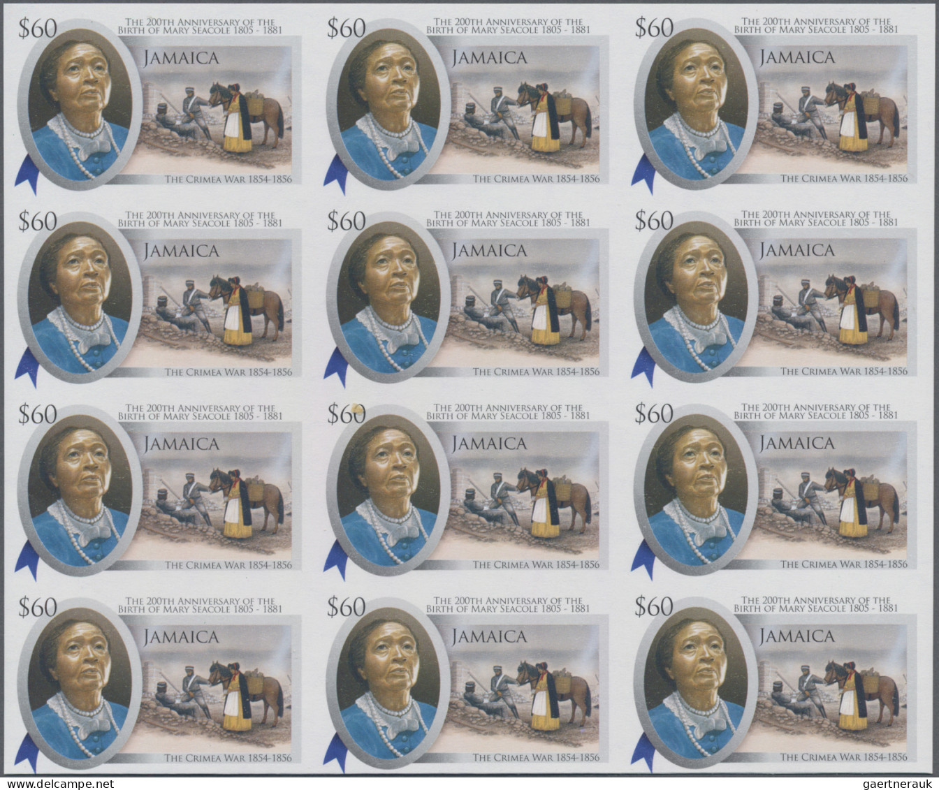 Jamaica: 1995/2008. Collection containing 1811 IMPERFORATE stamps (inclusive som