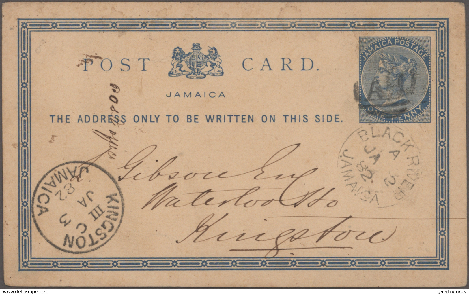 Jamaica: 1877/1900's: Group Of 37 Postal Stationery Cards Plus One Wrapper, 11 O - Jamaïque (...-1961)