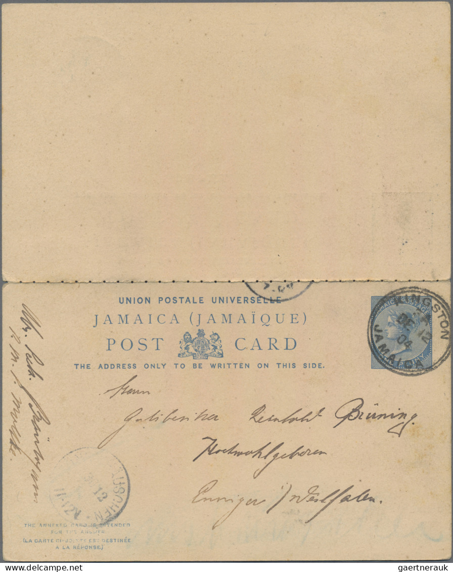 Jamaica: 1877/1904, Six Commercially Used Stationery Cards With Comprehensive Me - Giamaica (...-1961)