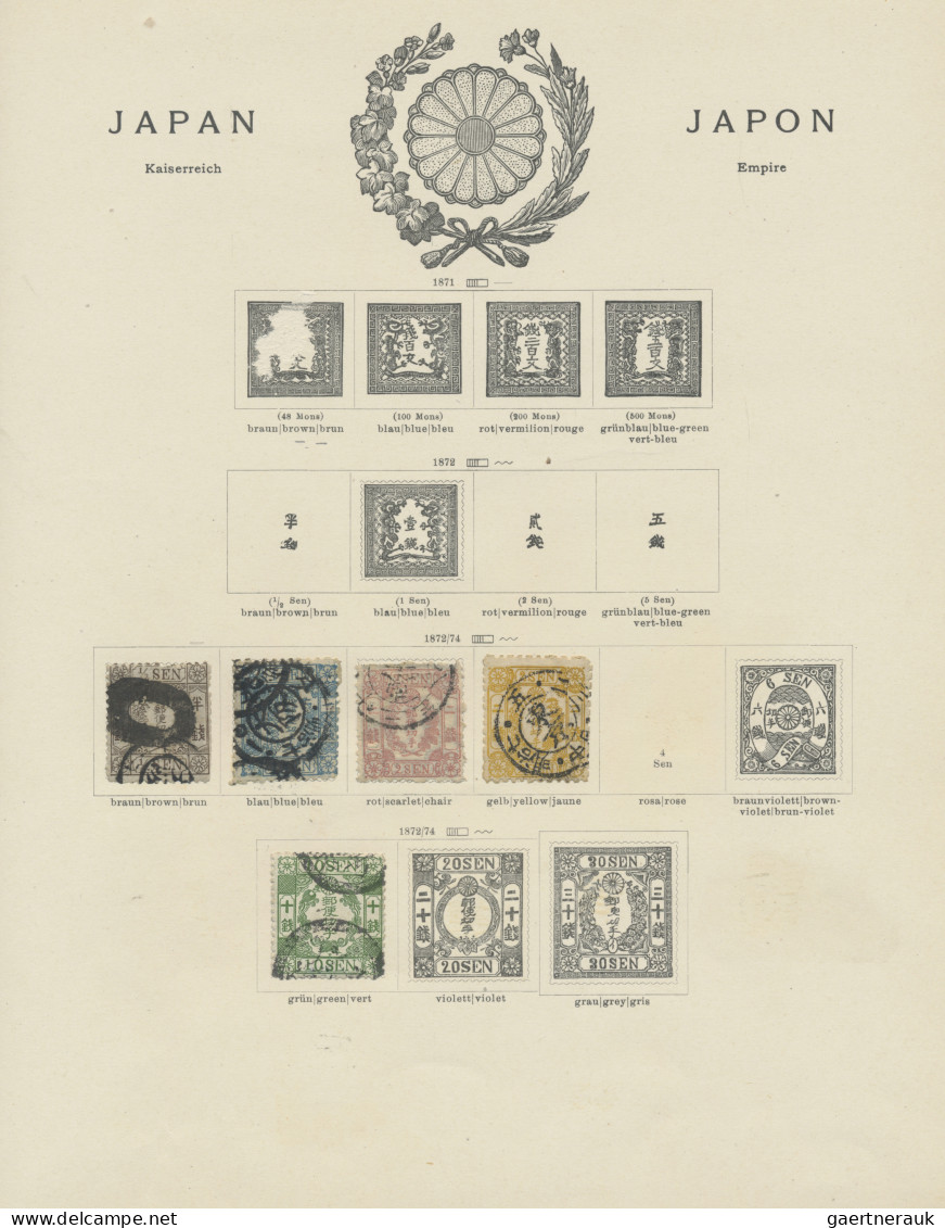 Japan: 1872/1934, Collection Of Mostly Used On Old Pages, With Solid Cherry Blos - Other & Unclassified