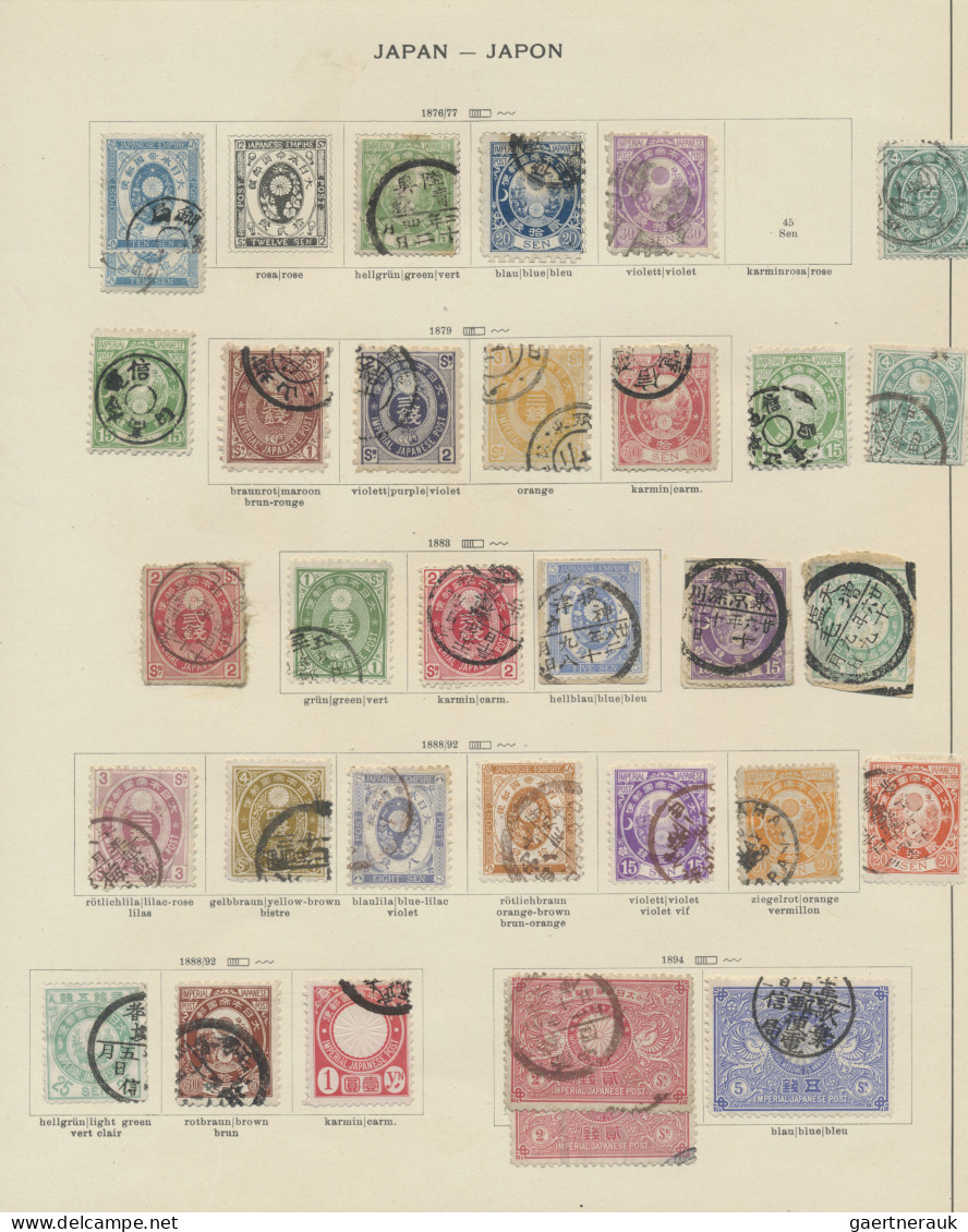 Japan: 1872/1934, Collection Of Mostly Used On Old Pages, With Solid Cherry Blos - Other & Unclassified