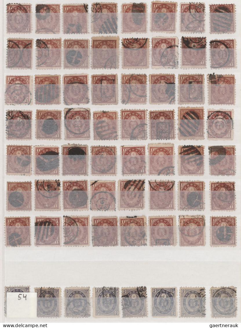 Japan: 1876/1937, apprx 3500 stamps with about 1800 Kobans, good variety of post