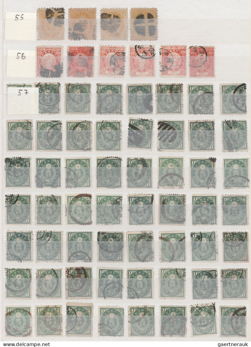 Japan: 1876/1937, apprx 3500 stamps with about 1800 Kobans, good variety of post