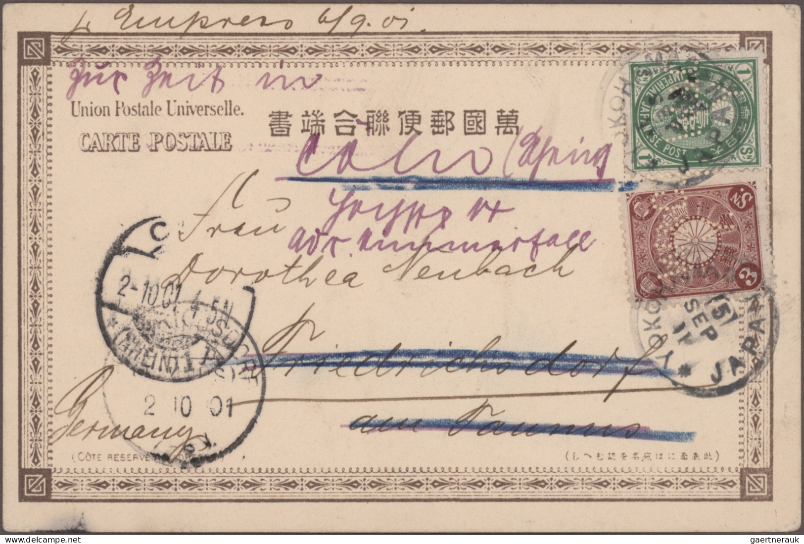 Japan: 1883/1960, Perfins 1000+ Stamps With Security Perfins, Plus Perfins On Co - Altri & Non Classificati