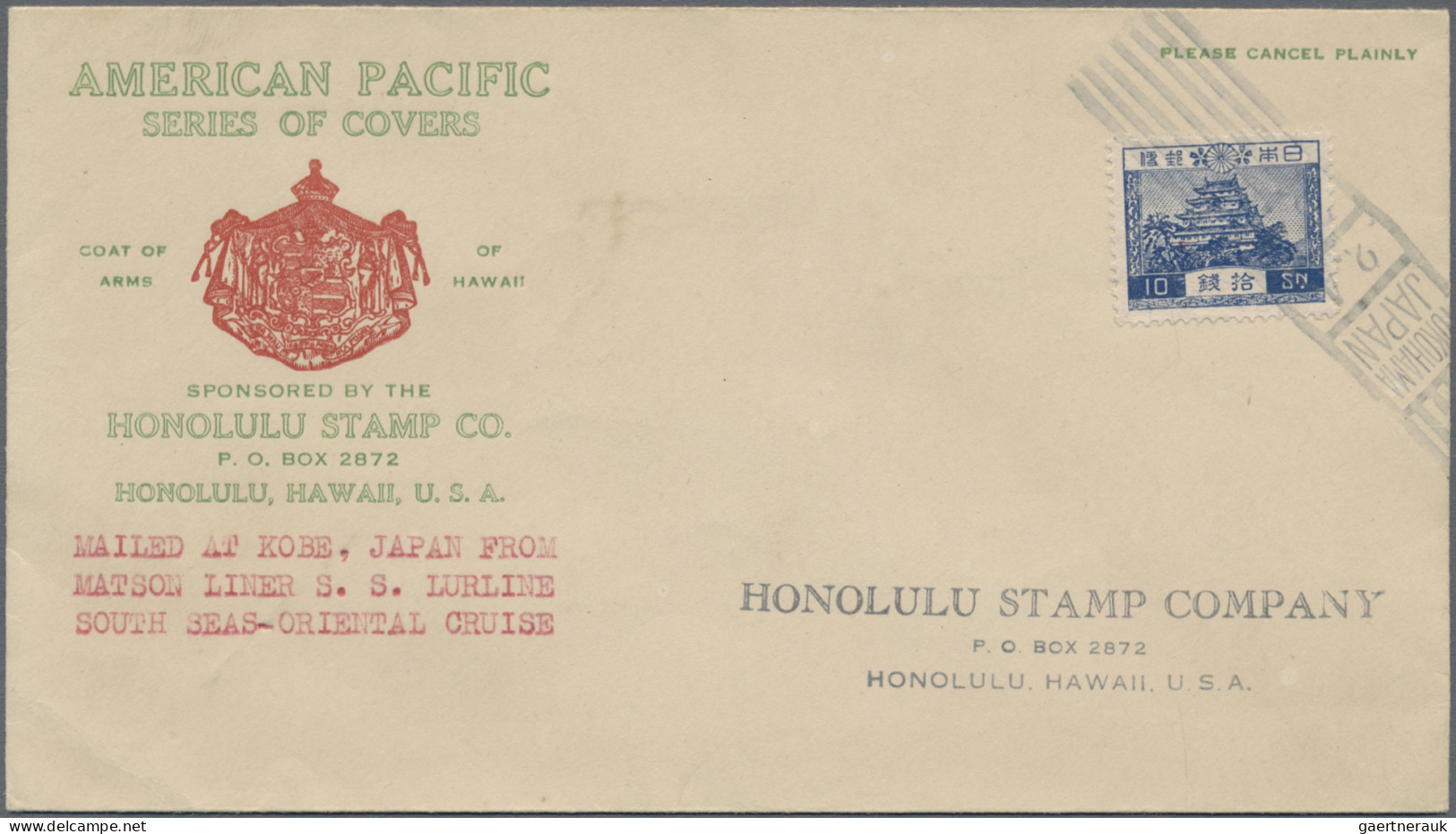 Japan: 1926/1990 (ca.), Two Covers And A Ppc With Yokohama Foreign Mail Rollers, - Autres & Non Classés