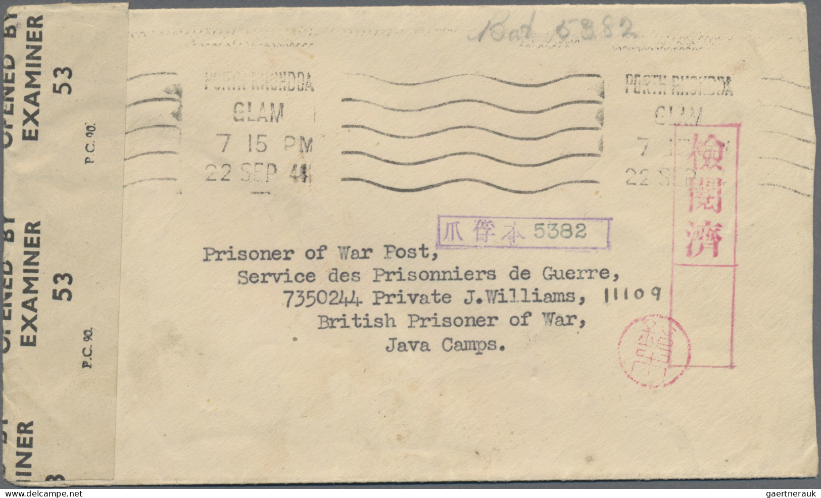 Japan: 1944, POW Mail, Java Camp, Card From Dereham/Norfolk And Envelope From Gl - Andere & Zonder Classificatie