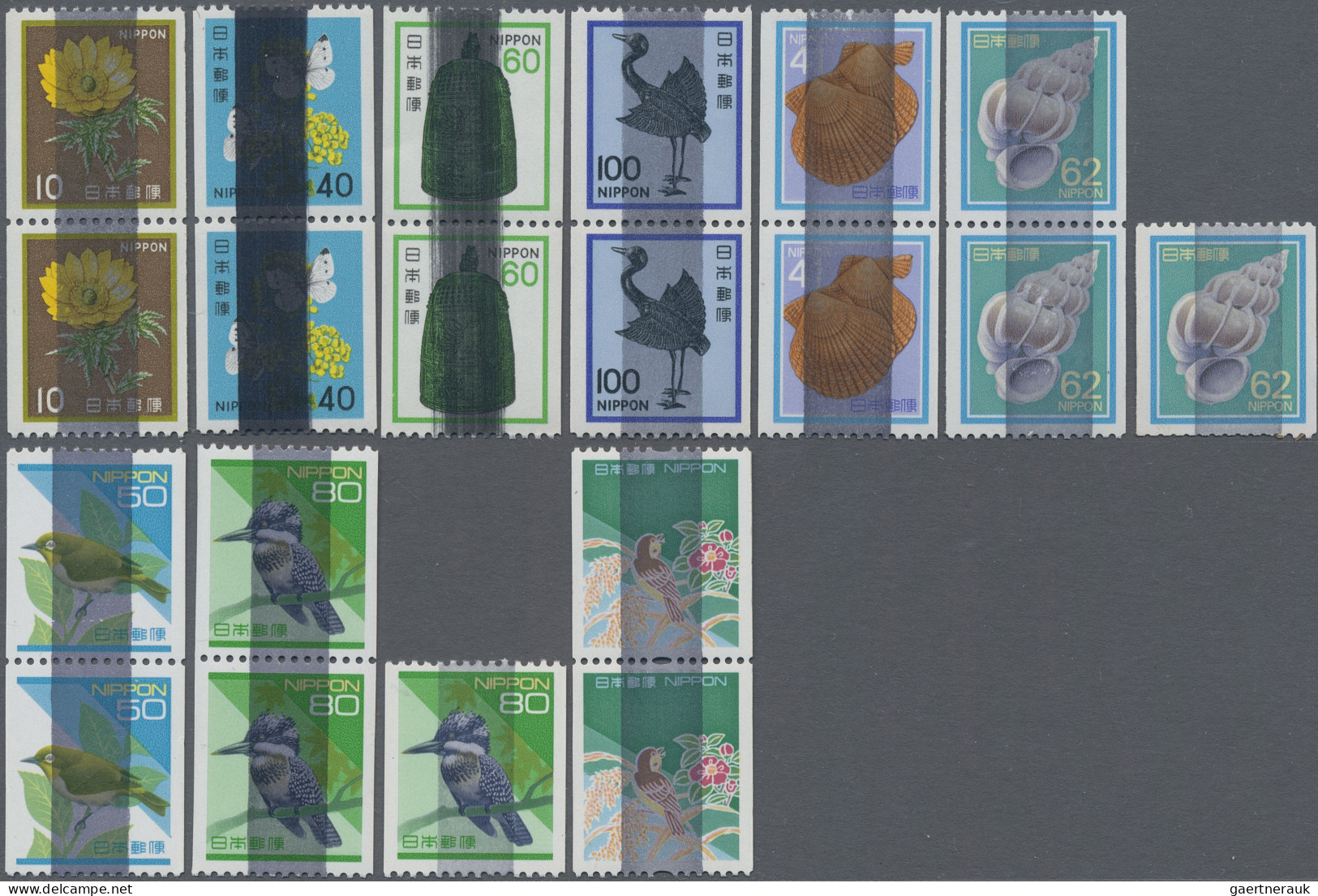 Japan: 1981/1997, Coil Stamps, End-of-coil-pairs Obliterated With Respective Bla - Other & Unclassified