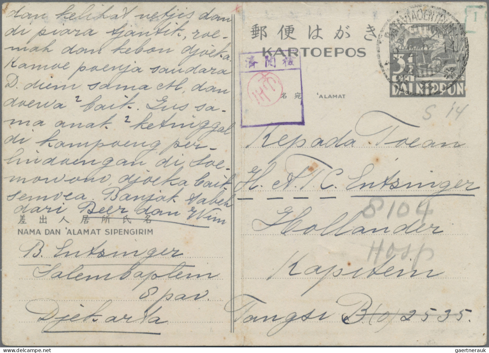 Japanese Occupation WWII: 1942/1944, 3½ C. Stationery Cards (12) Used To POW Cam - Indonésie